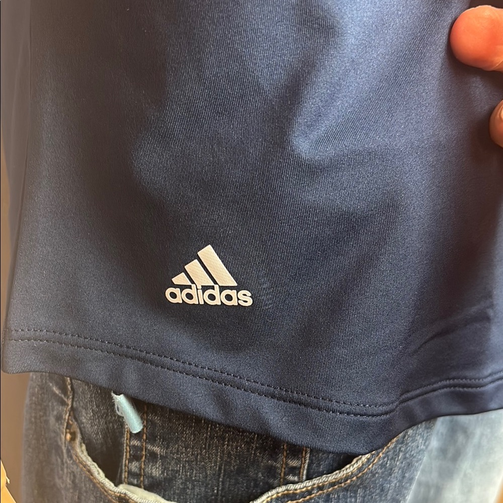 Adidas Blue Fitted Buttoned Tennis Golf Polo Shirt - Picture 3 of 16